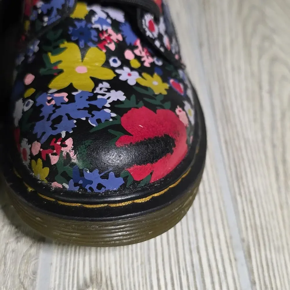Dr. Martens Youth 1460 Wander Floral Print Leather Combat Boots Kids Size 1